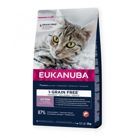 Eukanuba grain free kitten sausas begrūdis maistas kačiukams su lašiša