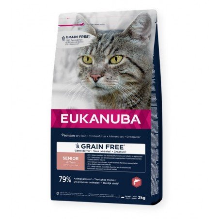 Eukanuba grain free senior sausas begrūdis maistas senyvoms katėms su lašiša