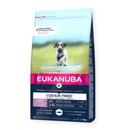 Eukanuba grain free puppy large breed ocean fish sausas begrūdis maistas didelių veislių šuniukams su žuvimi